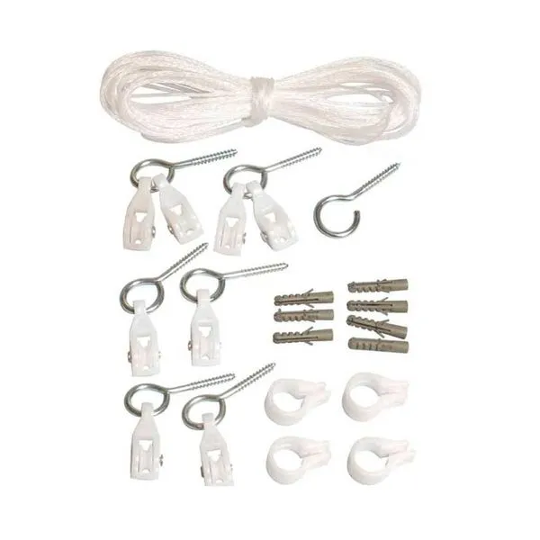 Kit Para Varal De Parede Jogo Completo Com Corda Branco Polietileno Secalux