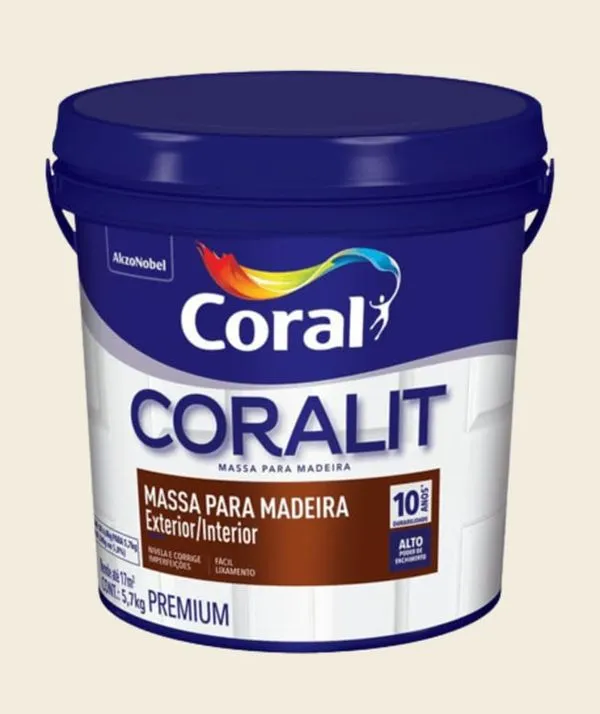Massa para Madeira Coral Massa para Madeira Branco 5,7Kg Coral
