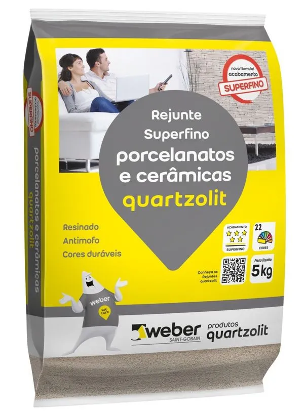Rejunte Quartzolit para Porcelanato Cinza Platina 5Kg