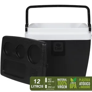 Caixa Térmica Cooler 12 Litros Bel Nordeste Preta e Branca