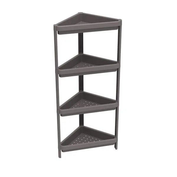 Estante Plástica 33X33 Canto Com 4 Prateleiras Cinza Geo Grifit