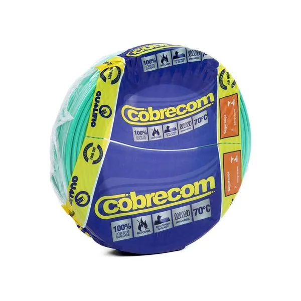 Cabo Flexível 4,0mm² 750V Verde 50m | Cobrecom Antichamas