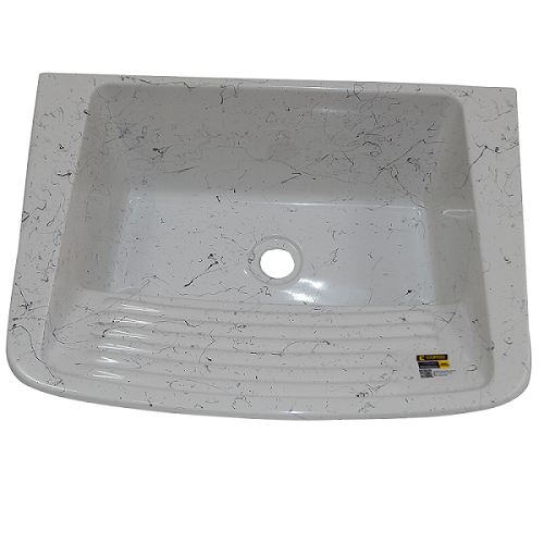Tanque De Lavar Roupa Marmore Sintetico 55X41 20L Branco Liso Corso