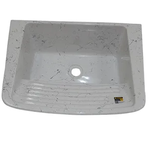 Tanque De Lavar Roupa Marmore Sintetico 55X41 20L Branco Liso Corso