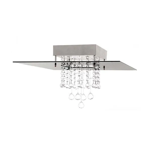 Plafon quadrado para 4 lâmpadas E27 Crystal branco Auremar