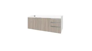 Gabinete Para Pia Blu 150Cm Branco Com Porta E Gavetas Grigio Bumi
