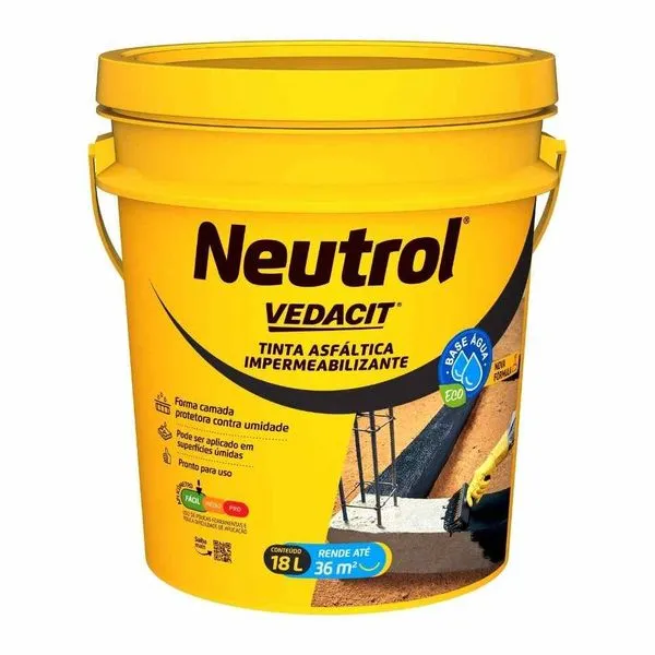 Pintura Asfáltica Impermeabilizante Neutrol Acqua Vedacit Pintura Asfáltica Neutrol Acqua 18L