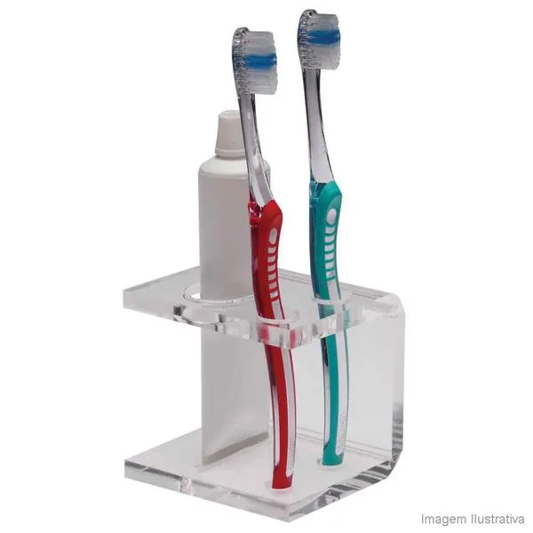 Porta escova de dentes 2 furos cristal 900 Formacril