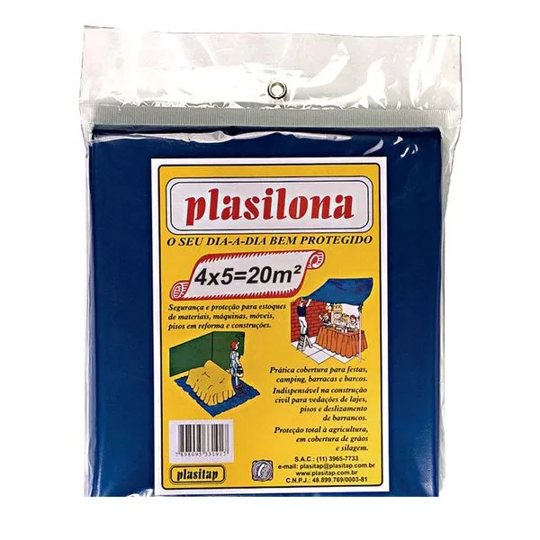 Lona Plástica Pc 4mx5m Azul Plasilona Plasitap