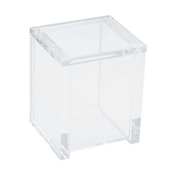 Porta algodão de acrílico quadrada cristal Formacril