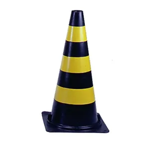 Cone de PVC para sinalização preto e amarelo 75 cm Balaska