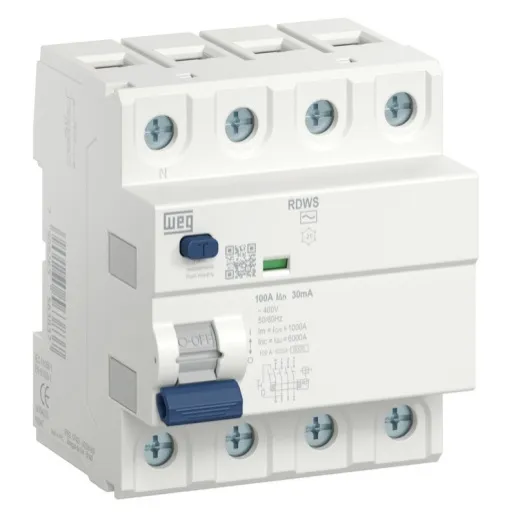 Interruptor nominal residual 80A Tetrapolar Branco RDWS-AC-30mA Weg