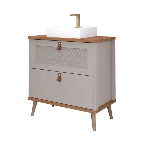 Armário de Banheiro Veneto 80,3x45,1x94cm MDF Cappuccino/Freijó Mgm Móveis