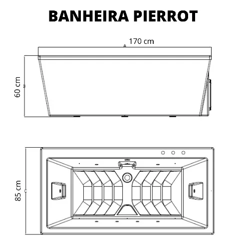 Banheira Pierrot 170 Imersão Contemporanea Linha Relex 09.9280-I 180x97cm Branco Ouro Fino