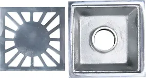 Ralo sifonado RS02 polido 100x100mm em liga de aluminio Costa Navarro