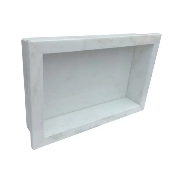 Nicho Para Banheiro Com Bordas 45gr 50x30x10 Mármore Natural Branco Granipolo