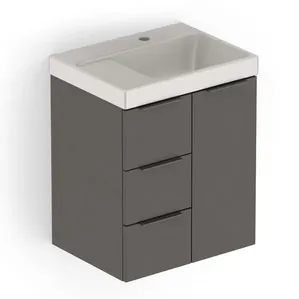 Kit Gabinete Arenal Com 3 Gavetas e 1 Porta 50X38 Almendra Com Cuba Roca