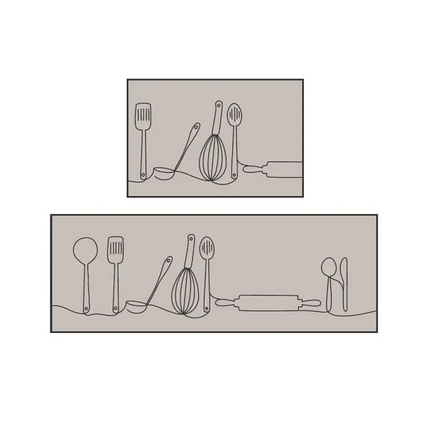Kit de tapete e passadeira de cozinha Utensílios 40x120cm poliamida azul Kapazi