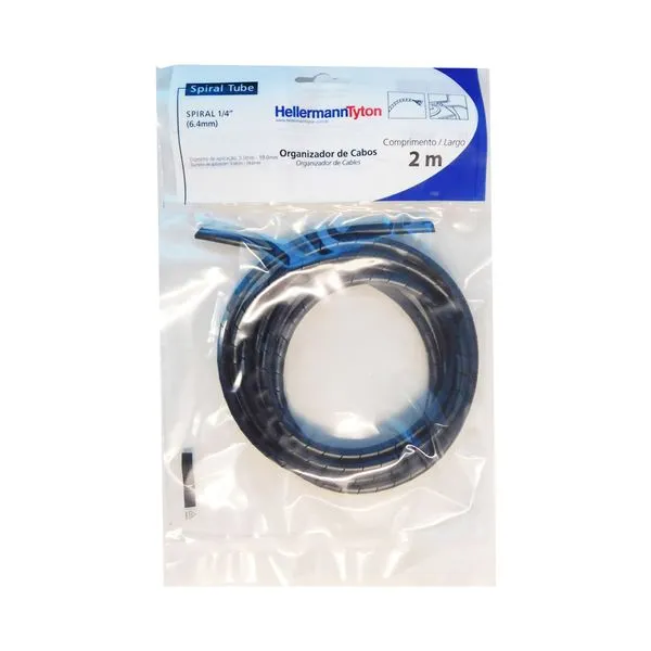 Organizador Para Cabos Spiraltube 1/4" 2M Preto Hellermanntyton