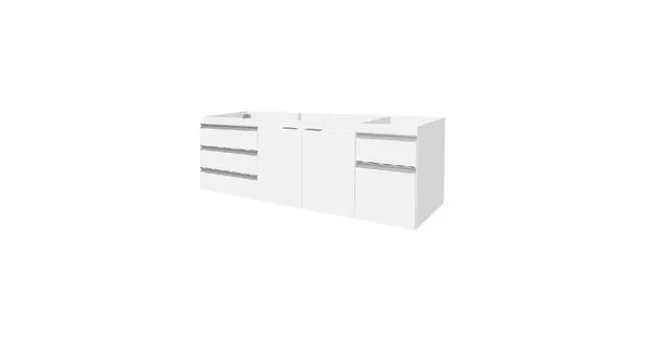 Gabinete Para Pia Blu 180Cm Branco Com Porta E Gavetas Brancas Bumi