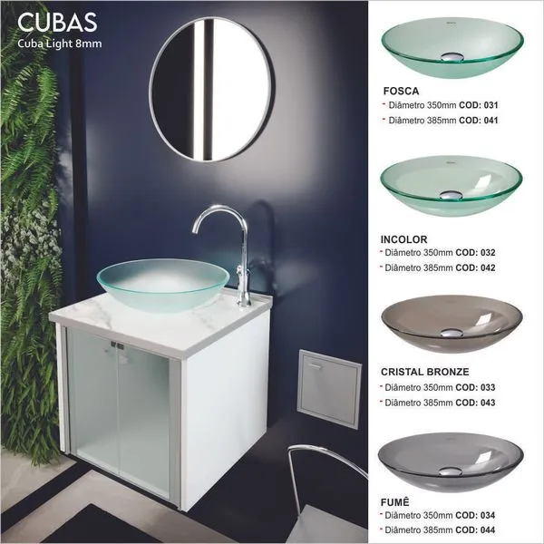 Cuba Light Vidro Moldado 350Mmx8Mm Fosca Crismetal