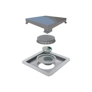 Ralo Linear Elleve Square 210 15x15 Com Tampa Inox Inox 210