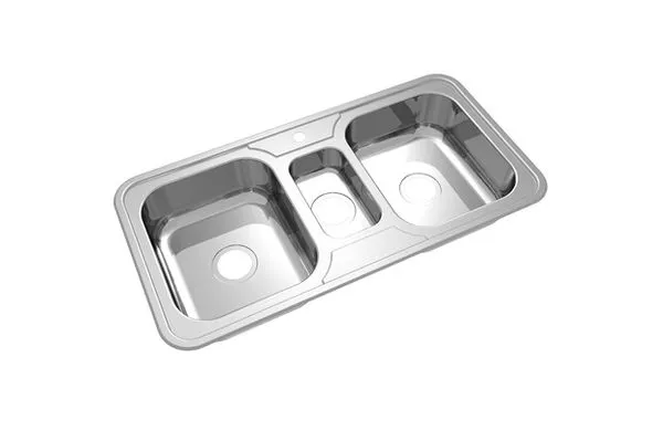 Cuba tripla de inox retangular 17x51x100cm Luxo 0.7 Mekal