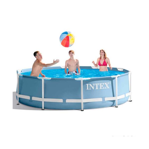 Piscina Prism 4485 litros com bomba filtro 127V cinza Intex