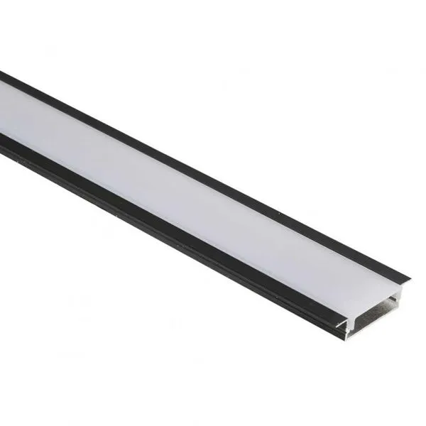 Perfil Embutir de Alumínio Way sem Fita Led Preto 2m Bronzearte