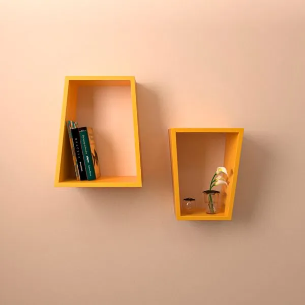 Nicho MDF 39x30x19cm amarelo 2 peças Muve