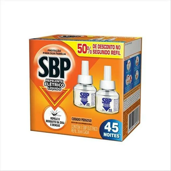 Repelente Elétrico Líquido Sbp 45 Noites com 02unidades 35ml