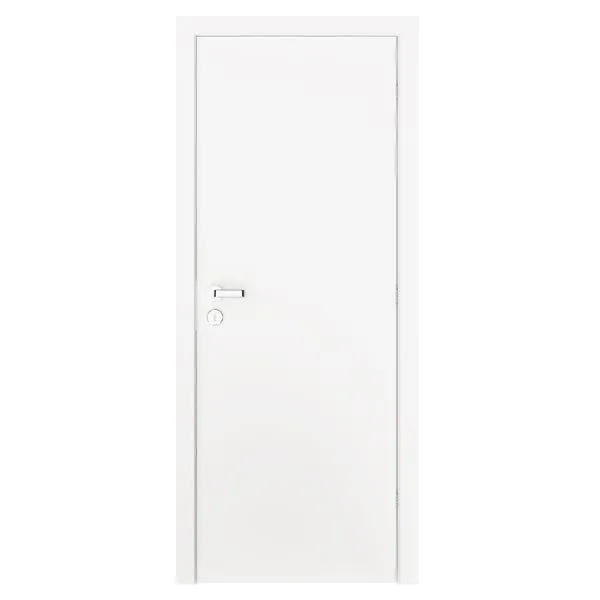 Kit Montado Porta Lisa Primer Branco Com Batente 3,2x7,5 Com Fechadura E Dobradiça 210x62 Direita Vert