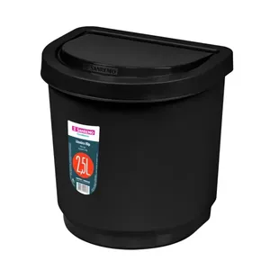 Lixeira Pia Flip Plástico 2,5L Preta Sanremo