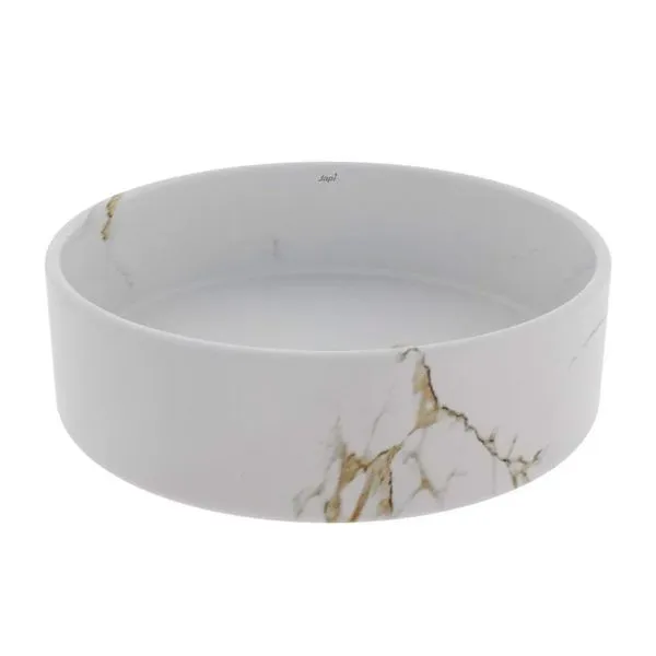 Cuba De Apoio 36X11,5Cm Branco Redonda Sottile Calacatta Gold Japi