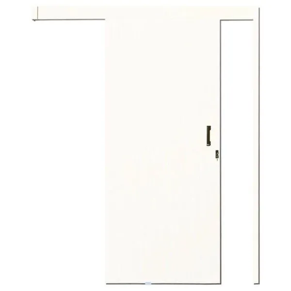 Kit Porta de Correr Madeira Lisa MGM Branco Esq - 215x80