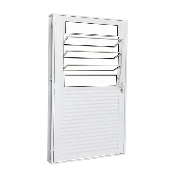 Porta Aço Mista Bascular Vidro Liso Direita 83X215X12 Unicsol Branco Ramassol