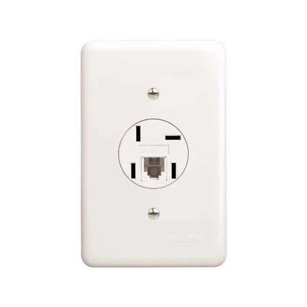 Tomada para telefone RJ11 Bari branca com placa Alumbra