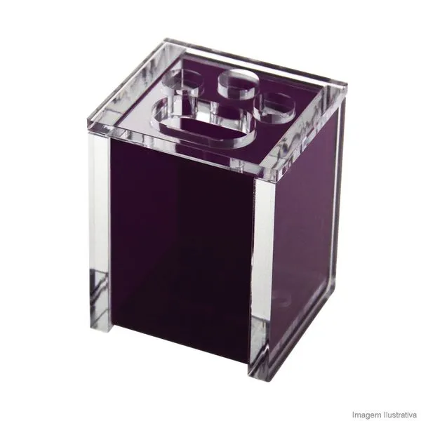 Porta escova de dente quadrada roxo Formacril
