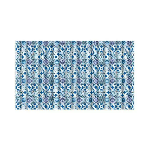 Passadeira Azulejo Portugues 43cm x 1,30m PVC azul Tropical Kapazi