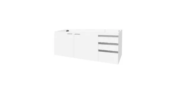 Gabinete Para Pia Blu 150Cm Branco Com Porta E Gavetas Brancas Bumi