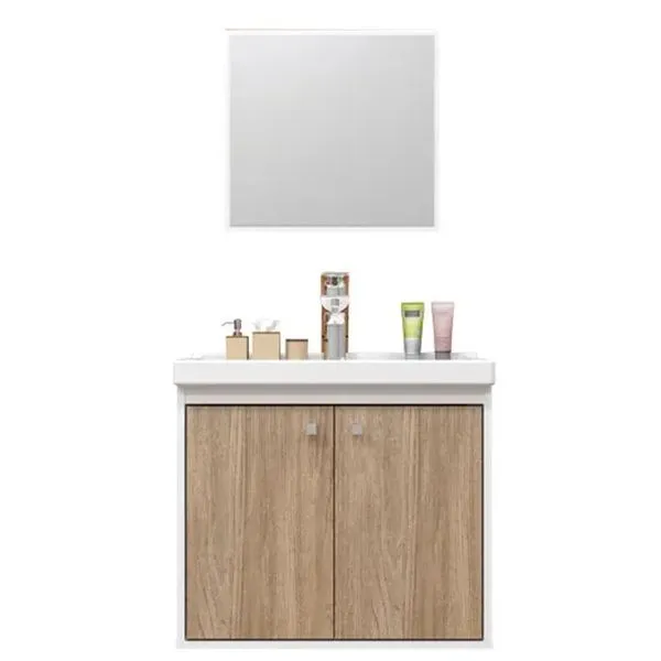 Conjunto Gabinete Para Banheiro Com Lavatório E Espelheira Aster Branco Berlin Cerocha