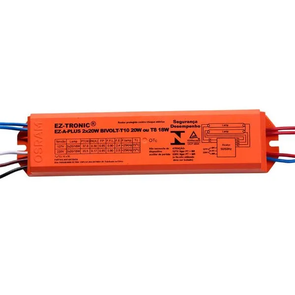 Reator eletrônico bivolt para 2 lâmpadas 20W Eza Osram