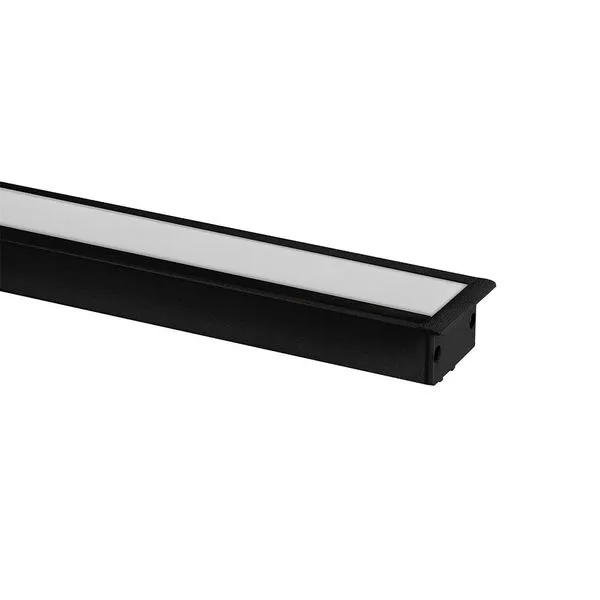 Perfil Embutir Aluminio 2M 48X20Mm Com 3 Molas 2 Tampas Preto Blumenal