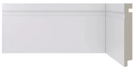 Rodapé de Poliestireno Santa Luzia 457 Branco com Friso 240x1,6x10cm