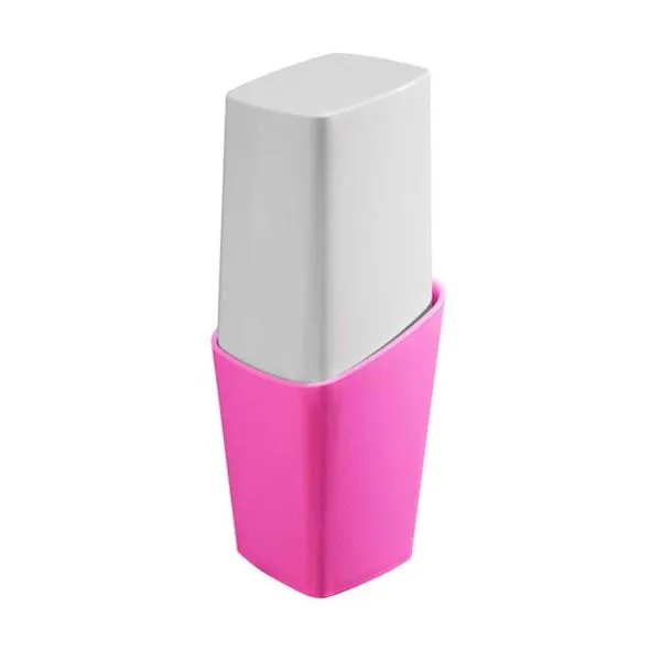 Porta escova de dente Square com tampa rosa Brinox