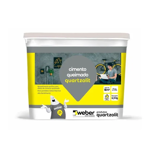Textura Efeito Cimento Queimado Cinza Fosco 4,5kg Quartzolit