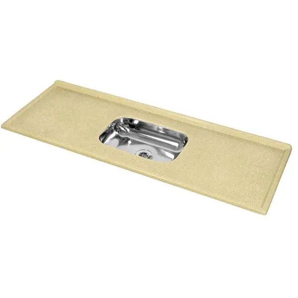Pia de granito sintético 150x54cm com bandeja marrom Decoralita