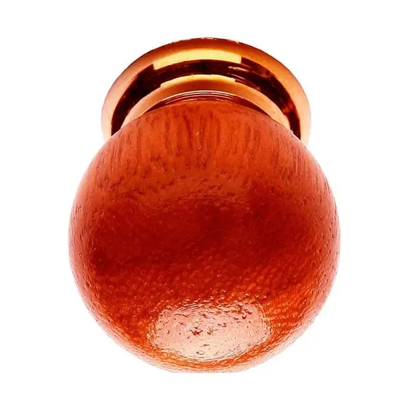 Puxador Botão Bola de Madeira Mogno com Base Plástica Dourada Fixtil
