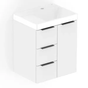 Kit Gabinete Arenal Com 3 Gavetas e 1 Porta 50X38 Branco Com Cuba Roca