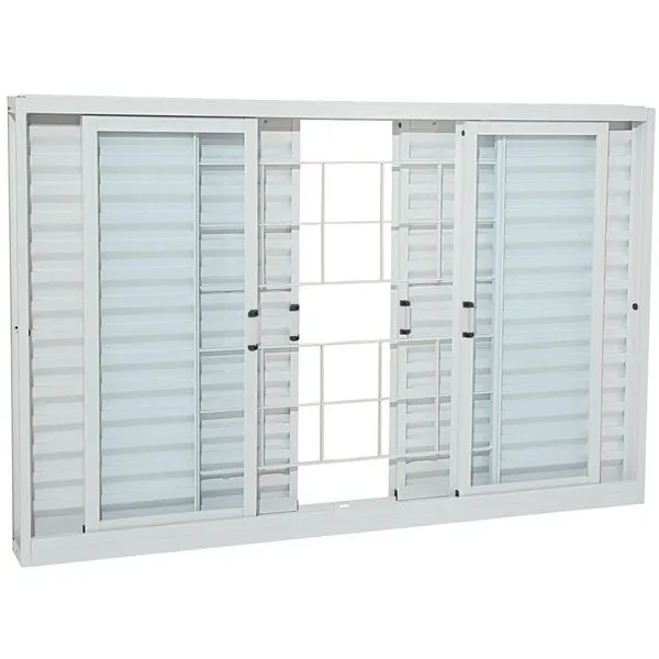 Janela Veneziana Aço Branco Grade Quadriculada 6 Folhas 100x150x12 Prátika Sasazaki